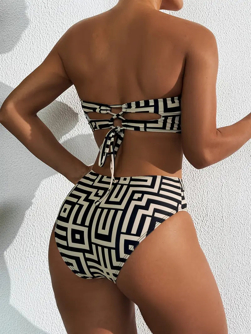 Victoire | Trendy Geometrische Bandeau Bikini Set