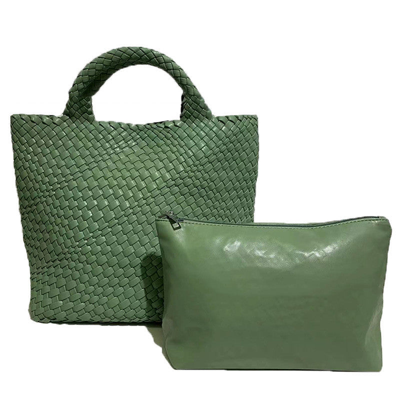 Seana | Strand Shopper – Gevlochten Dames Tas met Pouch