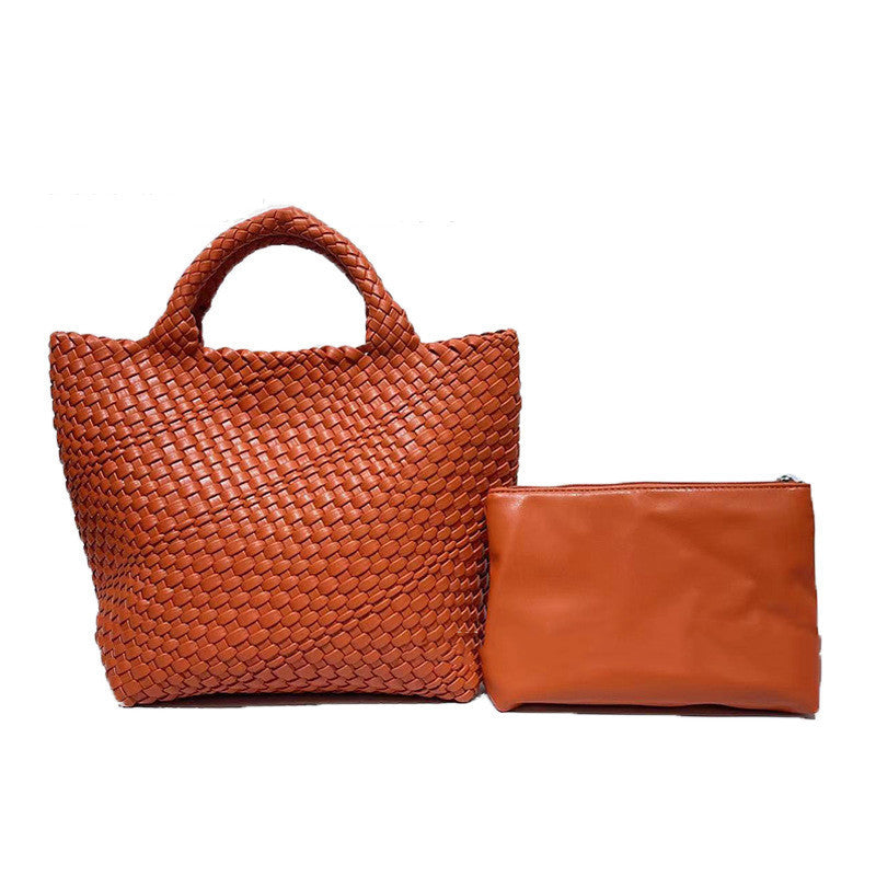 Seana | Strand Shopper – Gevlochten Dames Tas met Pouch