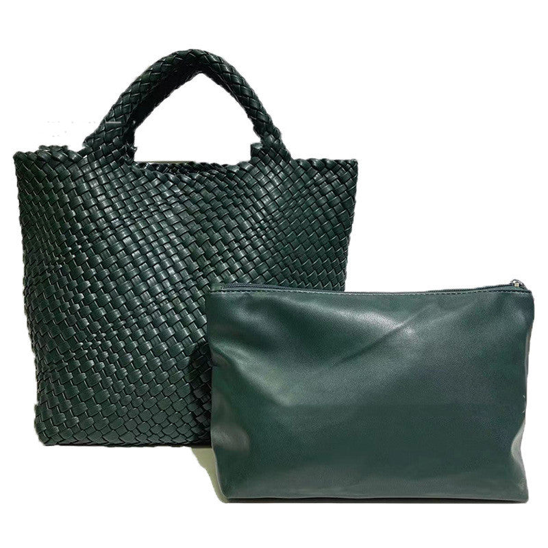 Seana | Strand Shopper – Gevlochten Dames Tas met Pouch