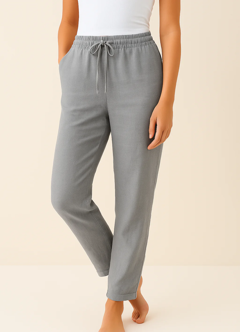 Keala | Luchtige Broek met Comfortabele Pasvorm en Trekkoorddetail