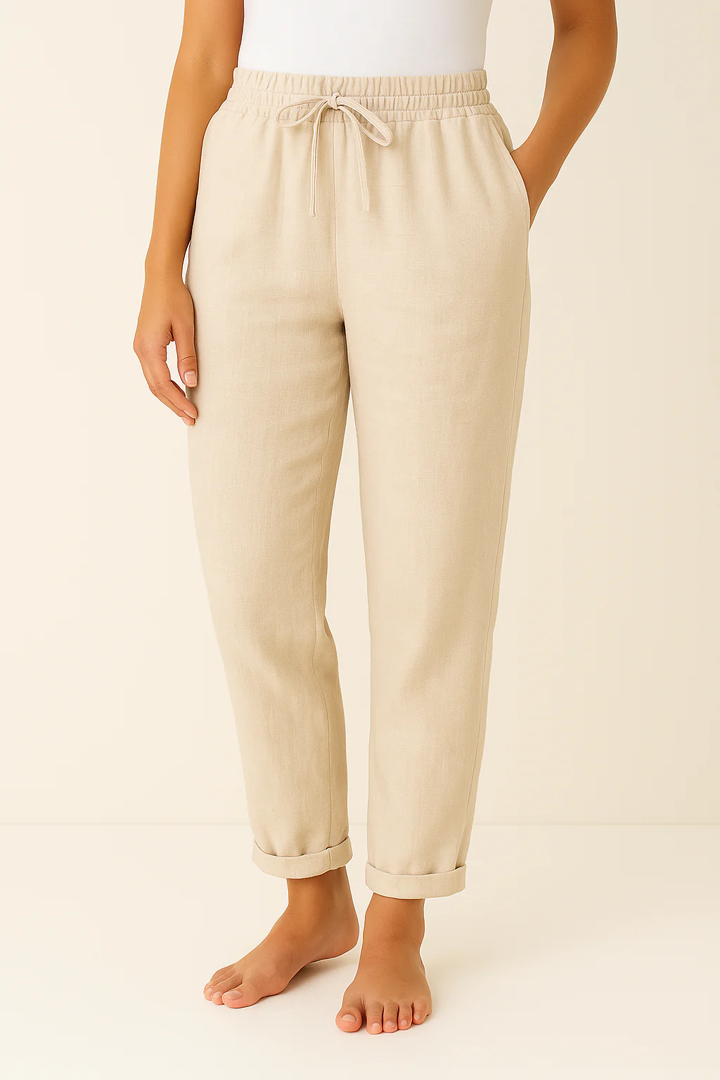 Keala | Luchtige Broek met Comfortabele Pasvorm en Trekkoorddetail