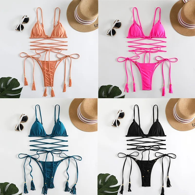 Mila | Verfijnde Cross-String Bikini Set