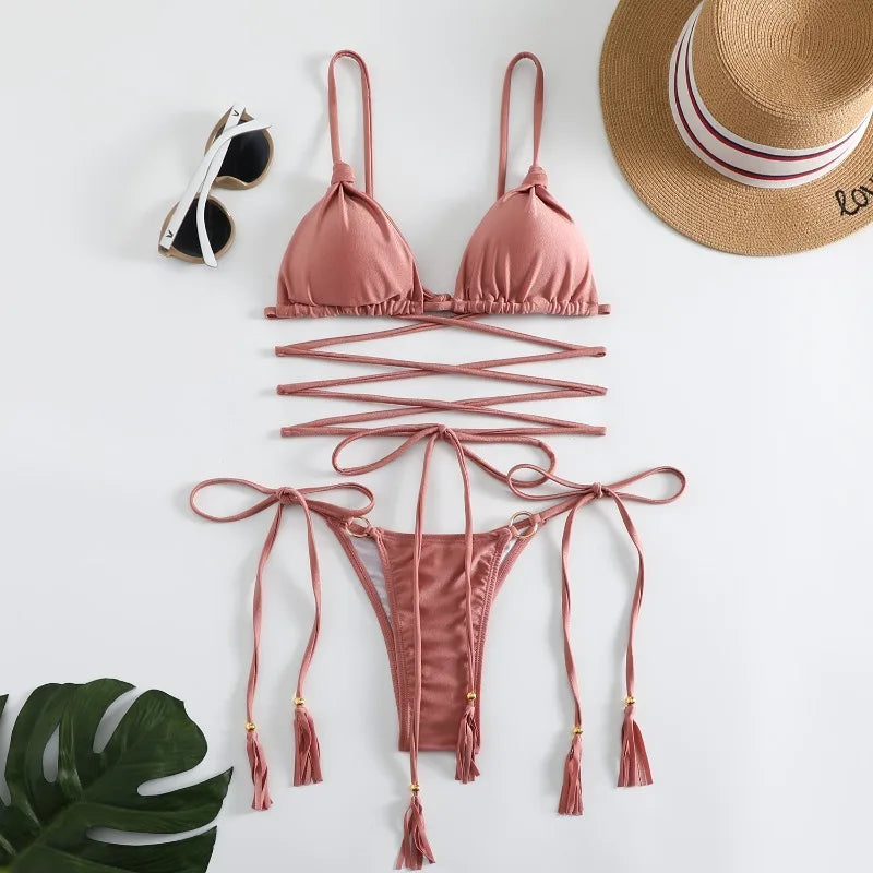 Mila | Verfijnde Cross-String Bikini Set