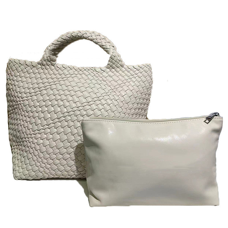 Seana | Strand Shopper – Gevlochten Dames Tas met Pouch
