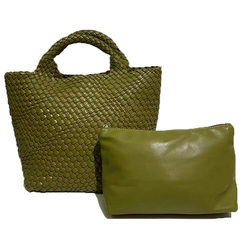 Seana | Strand Shopper – Gevlochten Dames Tas met Pouch