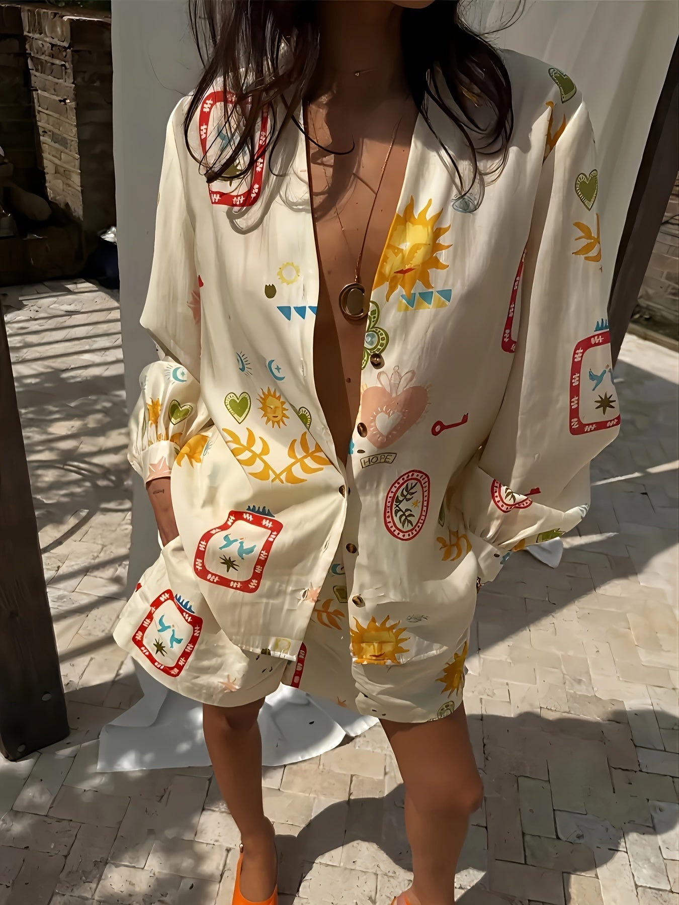 Zoe | Zomerse Overhemdjurk met Kleurrijke Print