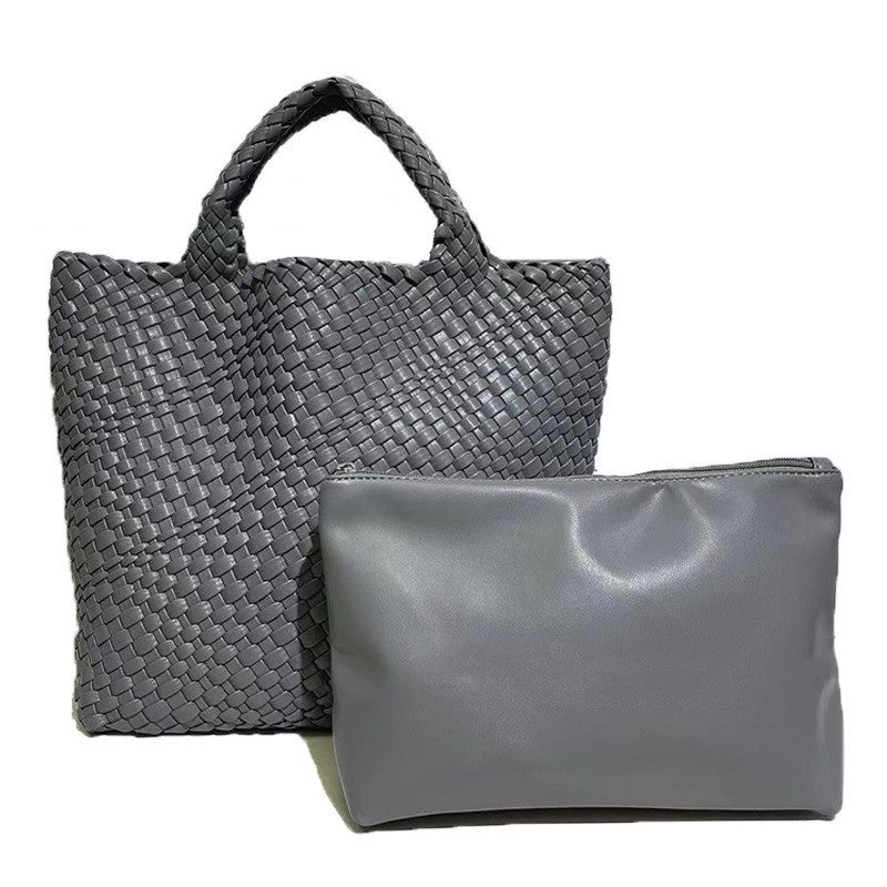 Seana | Strand Shopper – Gevlochten Dames Tas met Pouch