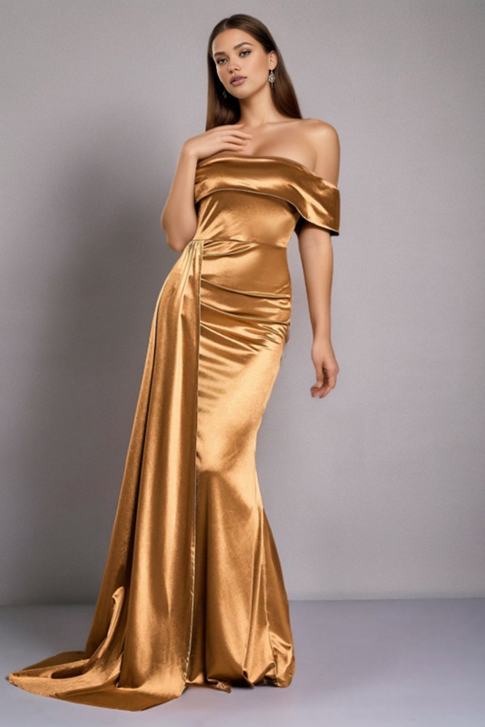 Seraphine | Off-Shoulder Satijnen Jurk met Elegante Glans