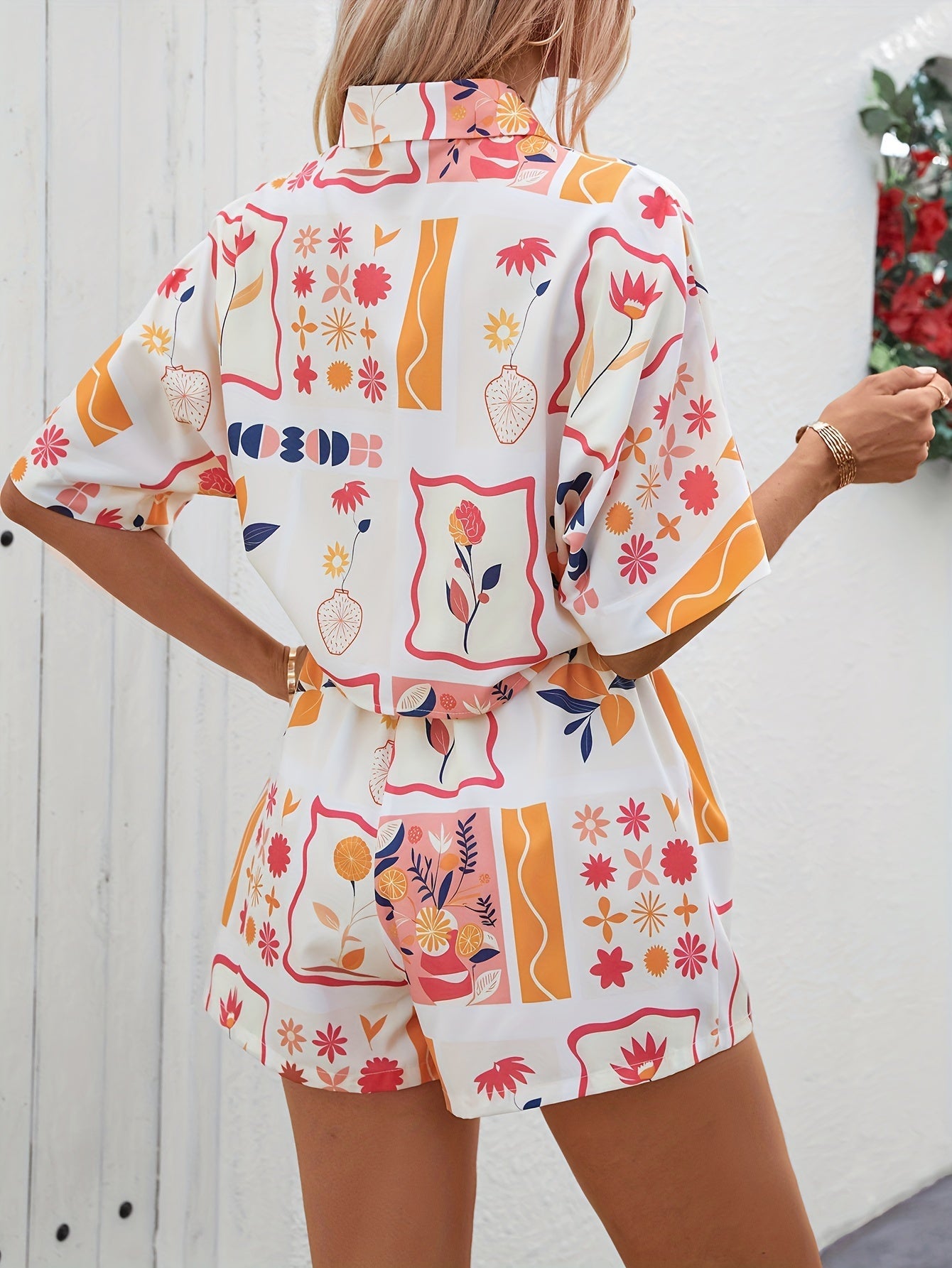 Mila | Dames Korte Set met Levendige Zomerprints
