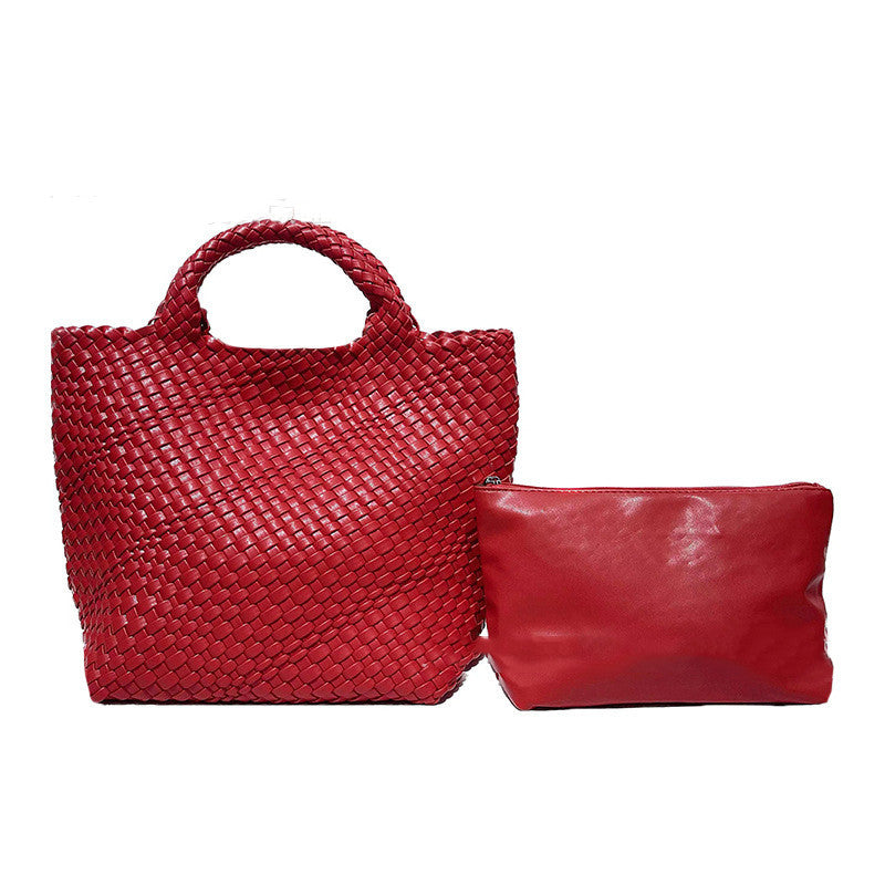 Seana | Strand Shopper – Gevlochten Dames Tas met Pouch
