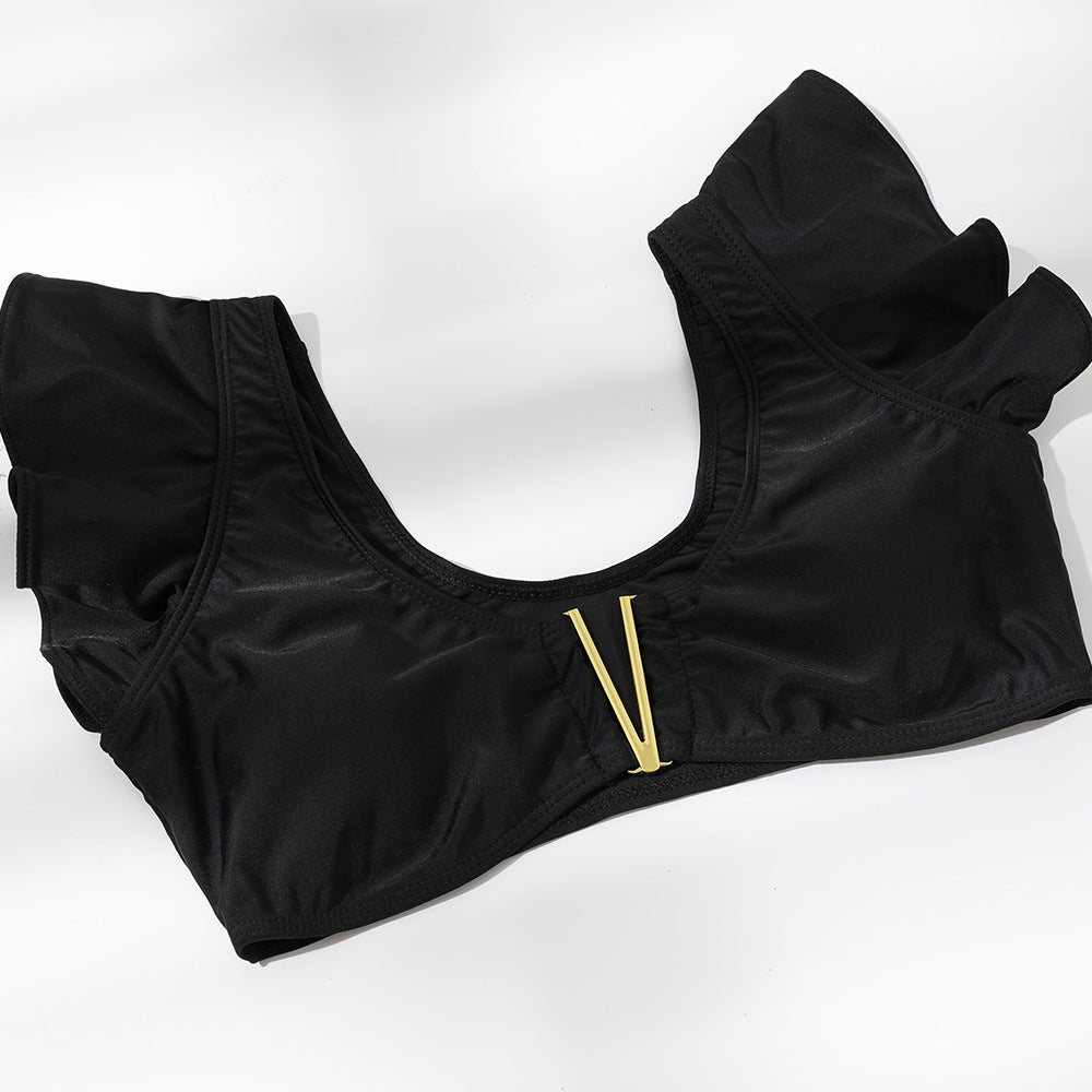 Kells | Zwarte Bikini met High Waist & Gouden Accenten