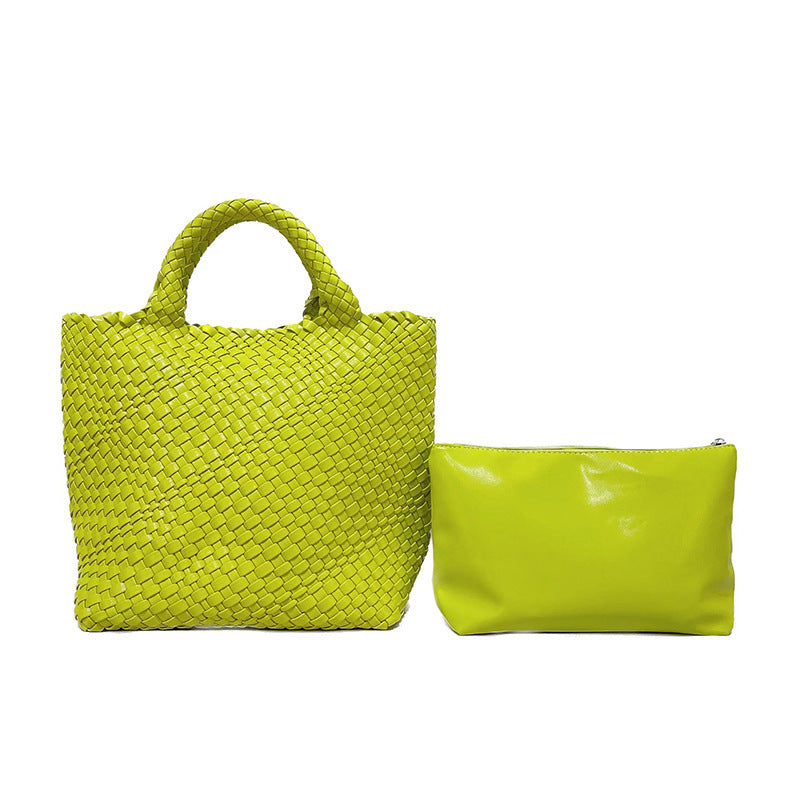 Seana | Strand Shopper – Gevlochten Dames Tas met Pouch