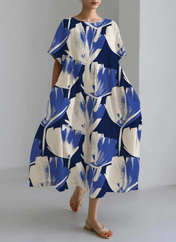 Jamies | Elegante high-end jurk met ronde hals en losse pasvorm