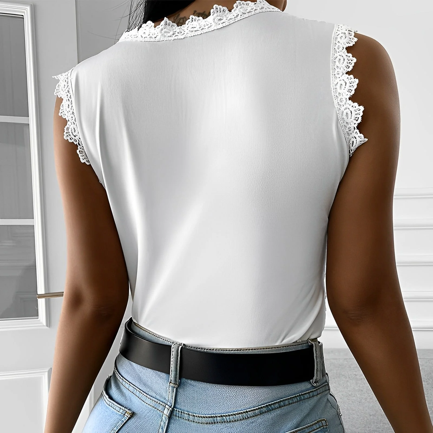 Selena | Dames kanten top – Mouwloos en verfijnd design