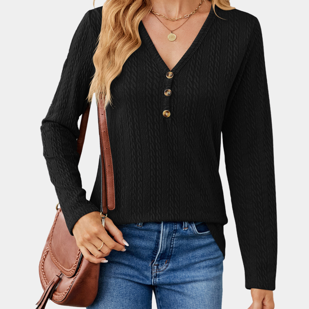 Selona | Zomers Shirt met Lange Mouwen in Lichte Stof