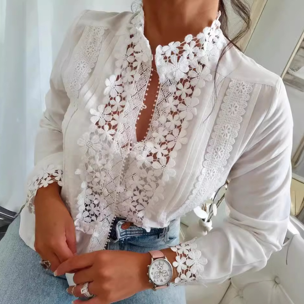Fress | Luchtige Kantblouse met Verfijnde Details