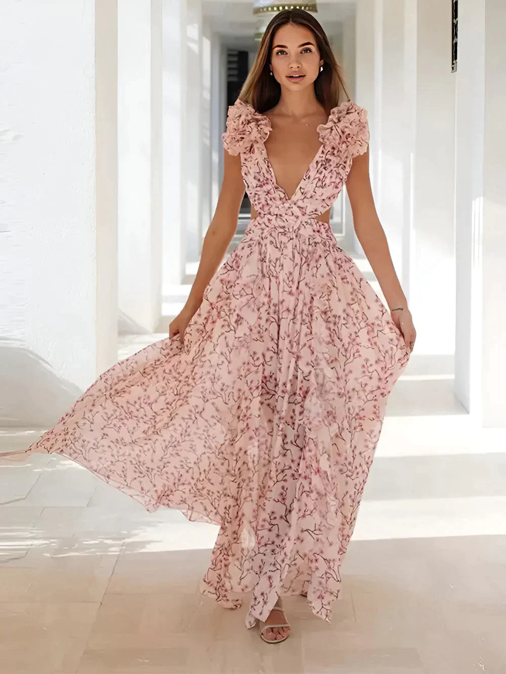 Dakota | Elegante maxi-jurk met sierlijke schouderruches