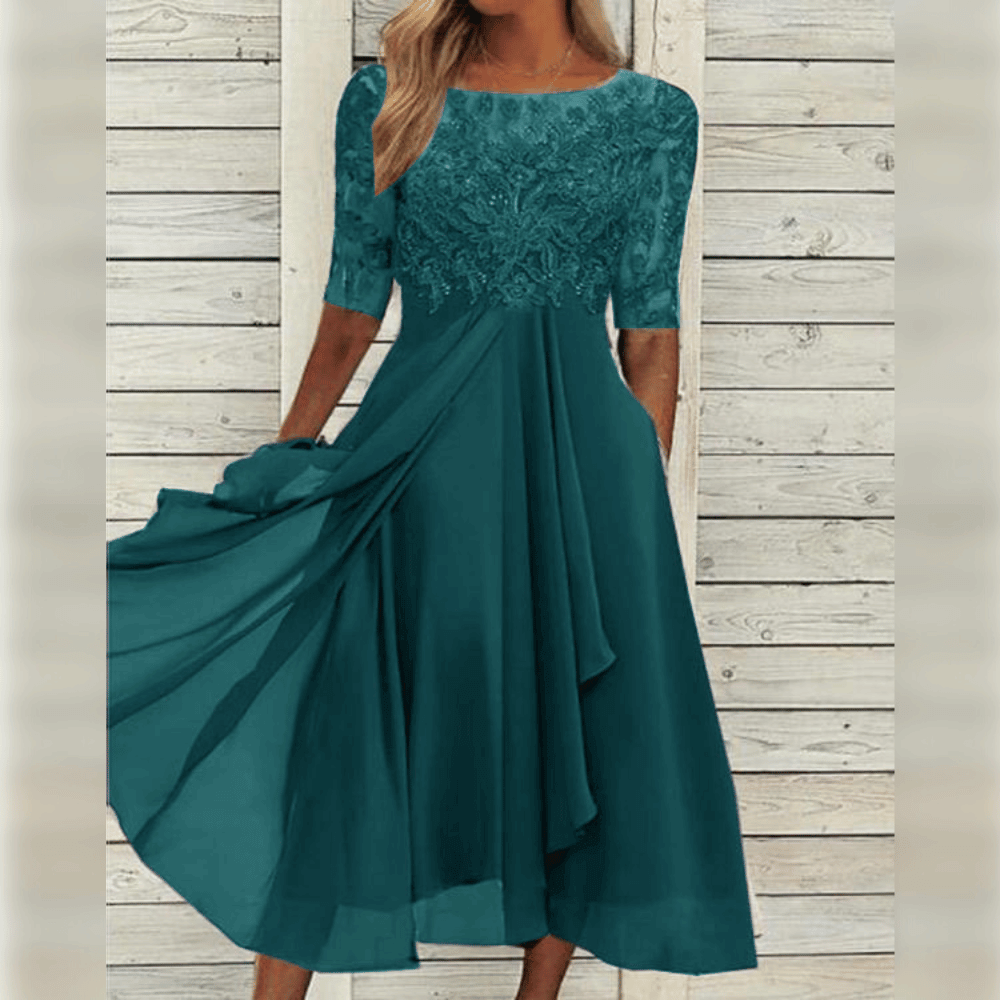 Kalina | Luchtige Midi Jurk vol Zomerse Elegant