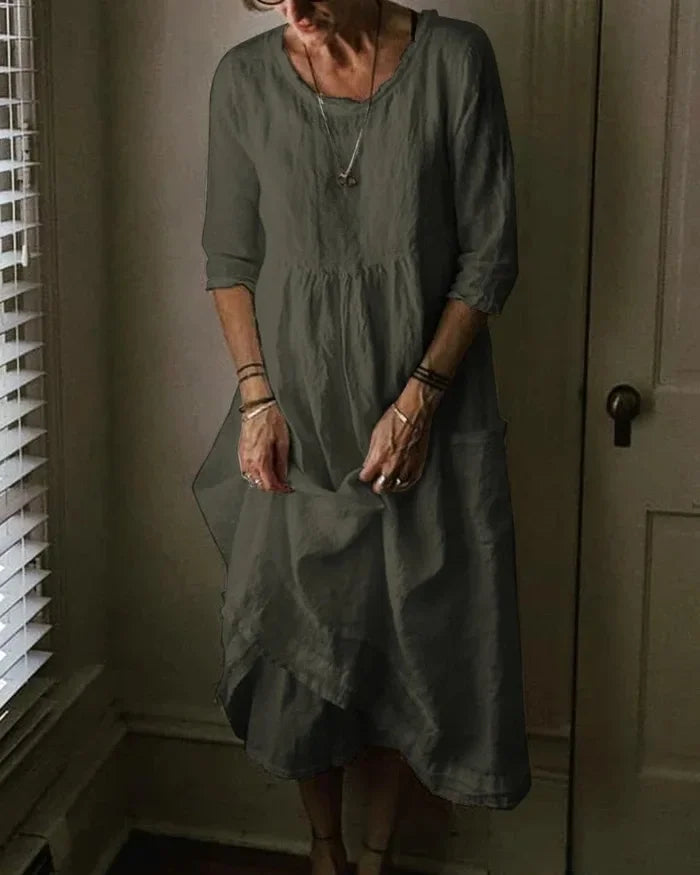 Carmin | Relaxte katoenen linnen jurk met oversized fit