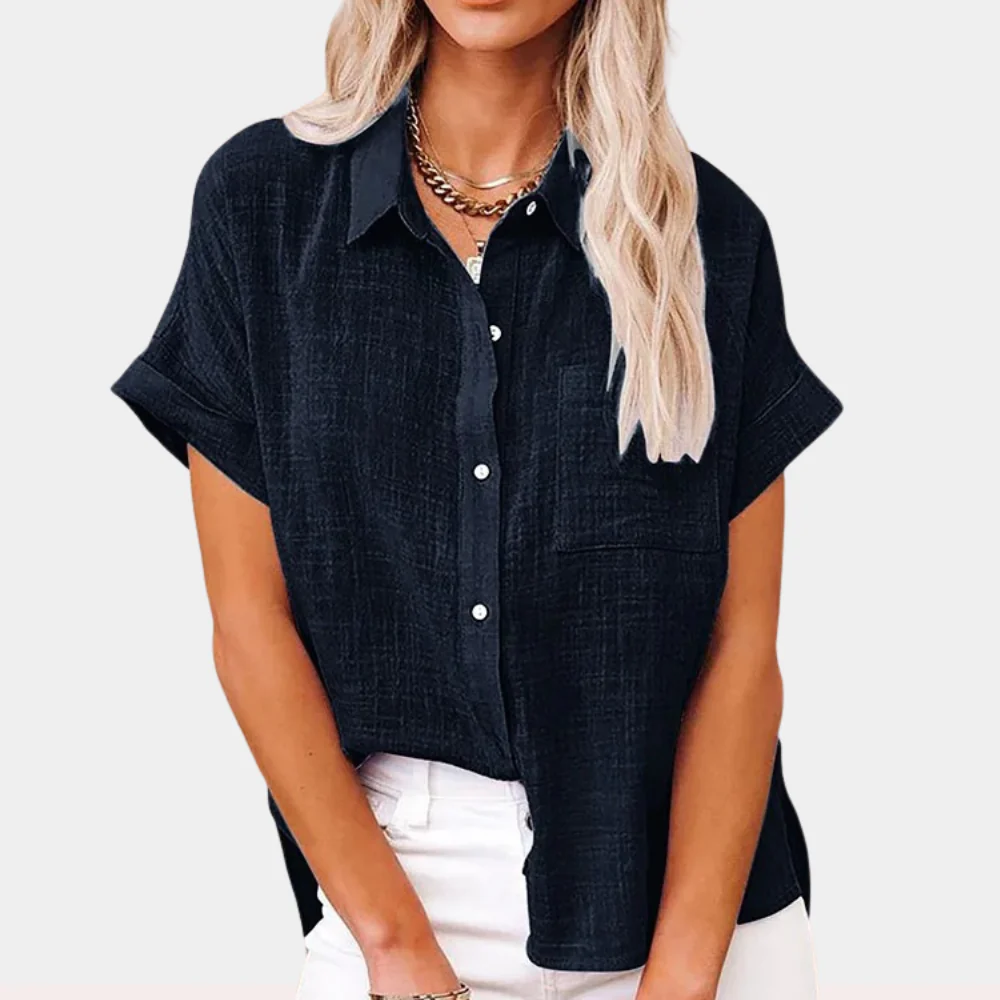Felice | Zomerse Linnen Blouse met Knopen en Relaxte Pasvorm