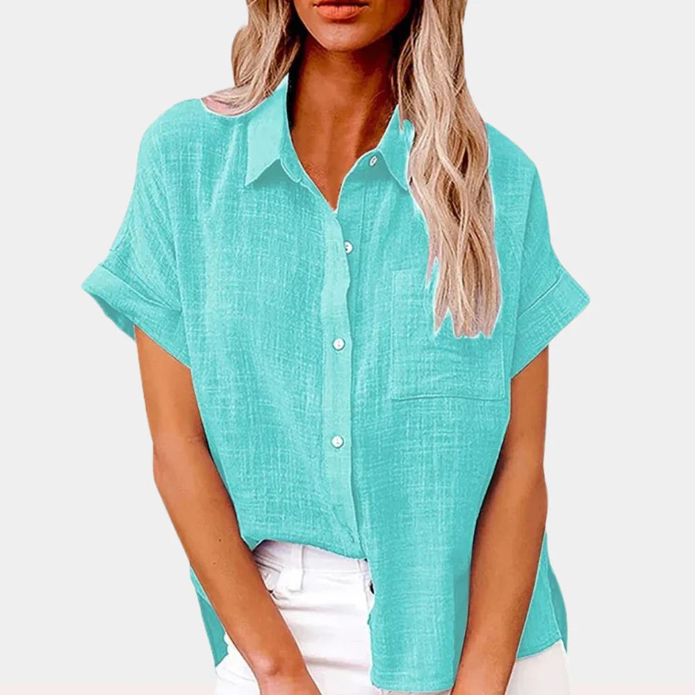 Felice | Zomerse Linnen Blouse met Knopen en Relaxte Pasvorm