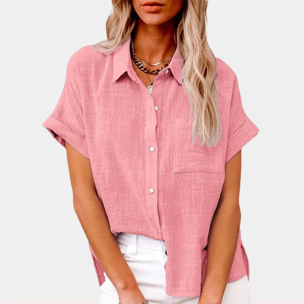 Felice | Zomerse Linnen Blouse met Knopen en Relaxte Pasvorm