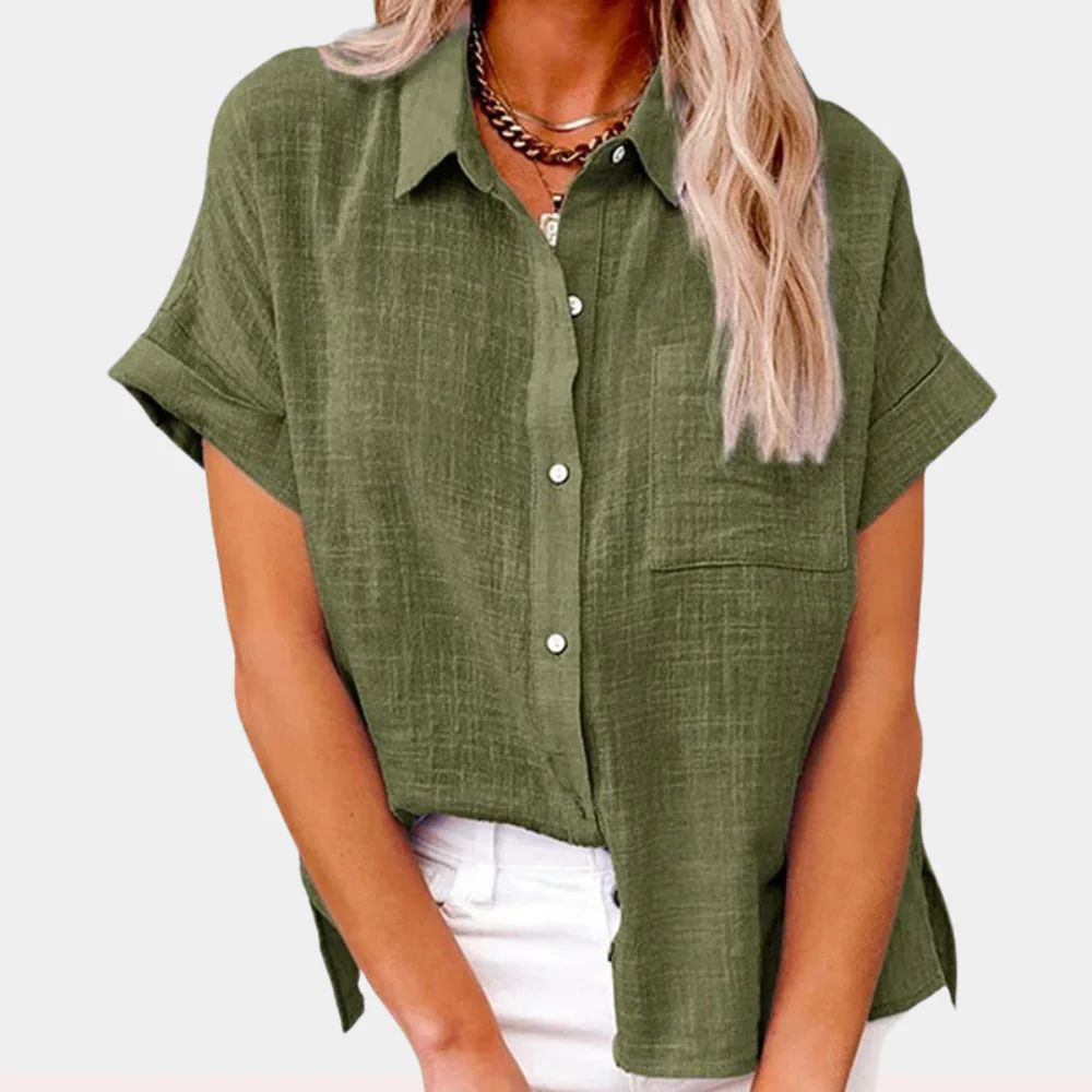 Felice | Zomerse Linnen Blouse met Knopen en Relaxte Pasvorm