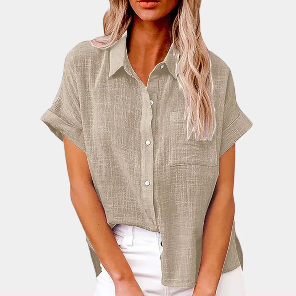 Felice | Zomerse Linnen Blouse met Knopen en Relaxte Pasvorm