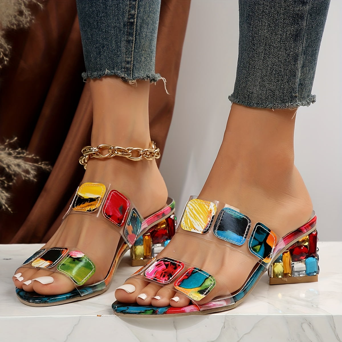 Elena | Kleurrijke Sandalen met Hakken