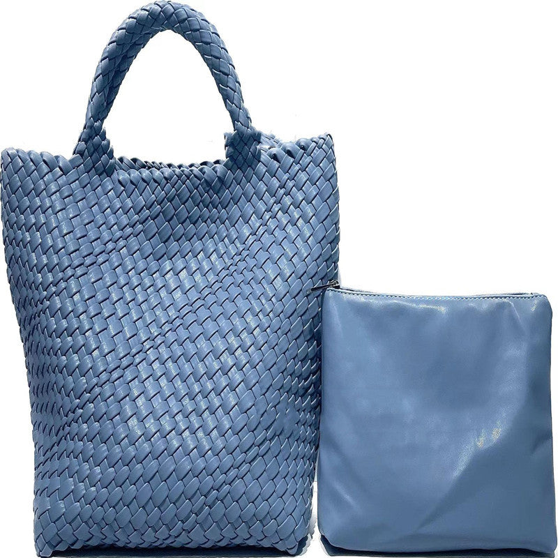 Seana | Strand Shopper – Gevlochten Dames Tas met Pouch