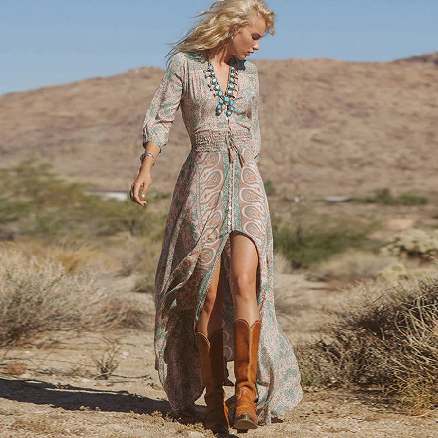 Azaria | Maxi Jurk met Bohemian Paisley Print voor Vrije, Zomerse Dagen