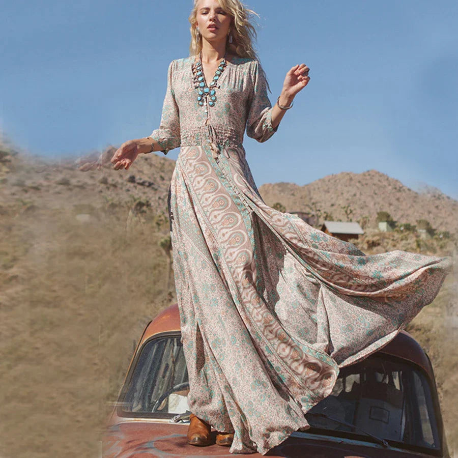 Azaria | Maxi Jurk met Bohemian Paisley Print voor Vrije, Zomerse Dagen