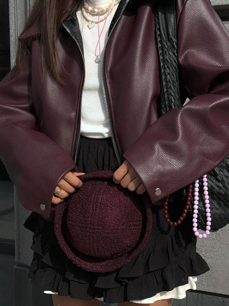 Celeste | Vintage bordeaux leren jas