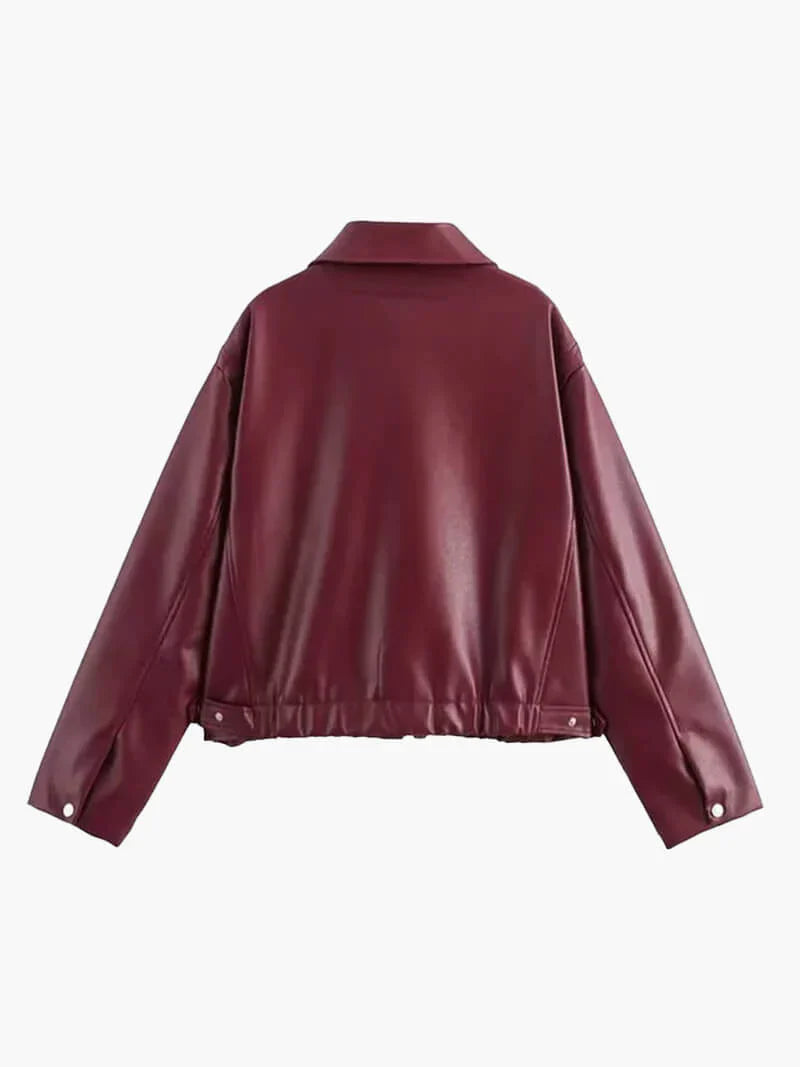 Celeste | Vintage bordeaux leren jas