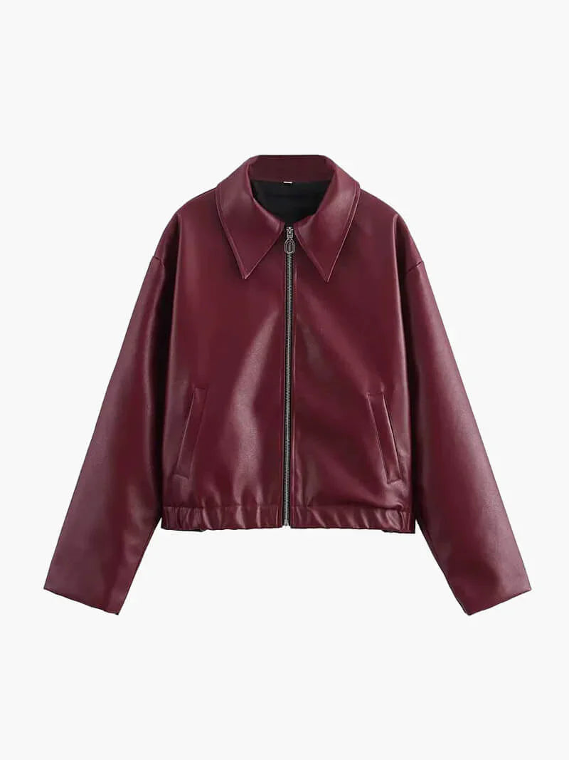 Celeste | Vintage bordeaux leren jas