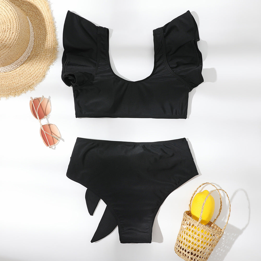 Kells | Zwarte Bikini met High Waist & Gouden Accenten