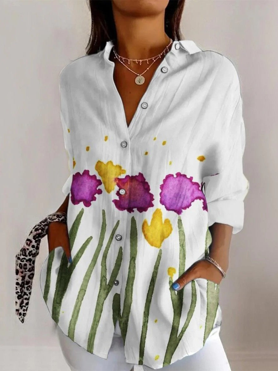 Belsy | Zomerse Blouse met Bloemenprint en V-hals
