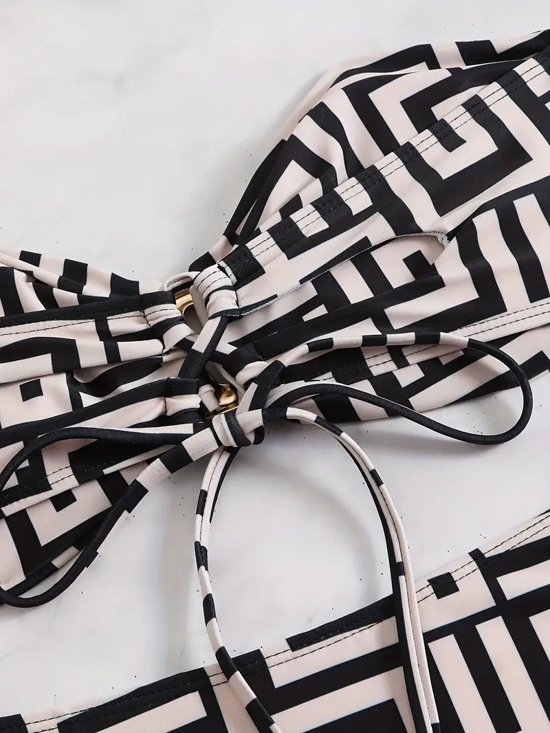 Victoire | Trendy Geometrische Bandeau Bikini Set