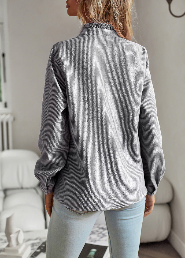 Marrianne | Elegante Ruffle Blouse met Opstaande Kraag voor Dames – Verkrijgbaar in Meerdere Kleuren