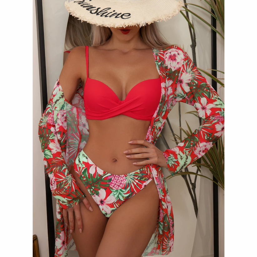 Lapina | Drie Delige Bikini Set Met Bloemenprint