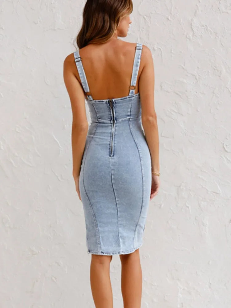 Kyomi | Zomerse Jeansjurk met Speelse Bandjes