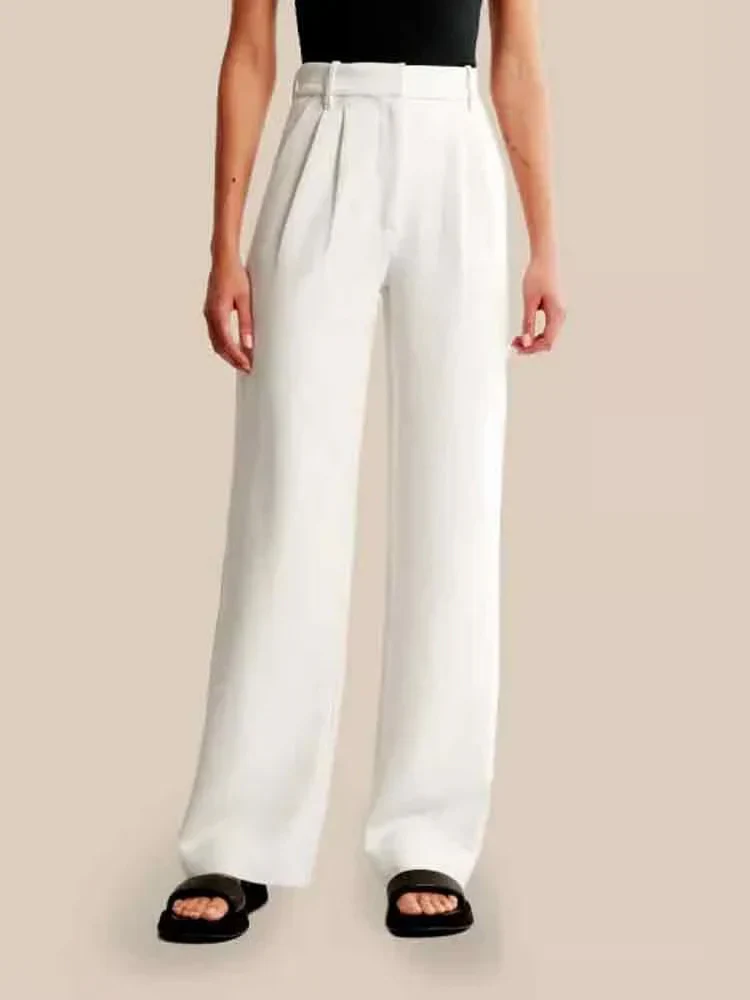 Marieke | Zomerse Broek met Wijde Pijpen en Verfijnde Taille