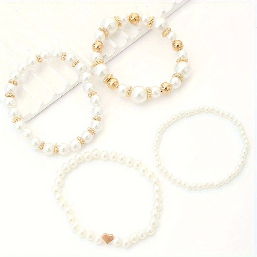 Sakura | Stijlvolle Set van 4 Armbanden met Kunstparels