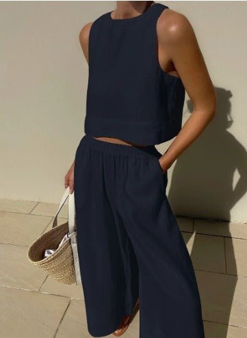 Nina | Cropped Top en High-Waist Broek - Tweedelige Zomerset