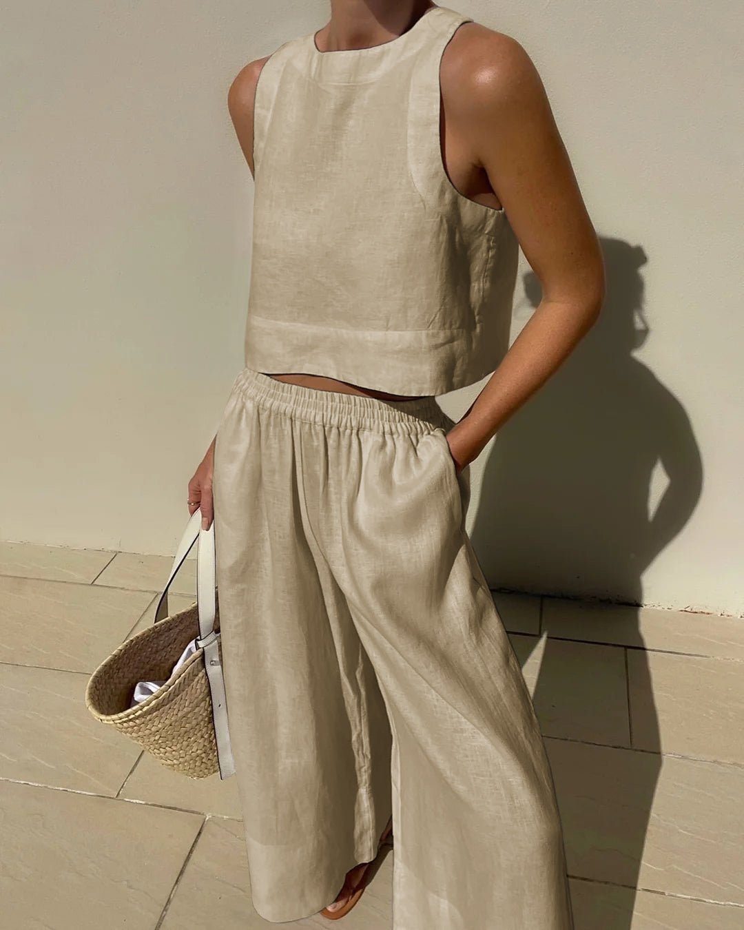 Nina | Cropped Top en High-Waist Broek - Tweedelige Zomerset