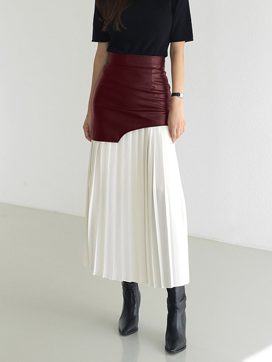 Ella | Gedurfde Chiffon Midi-Rok met Asymmetrische Patchwork