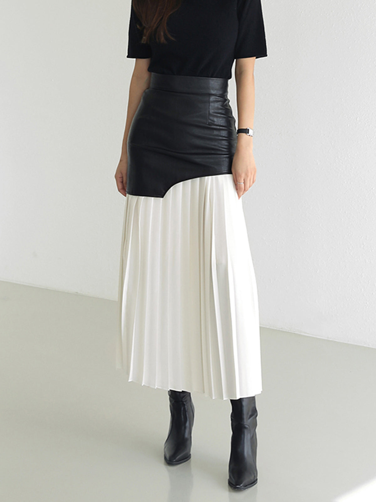 Ella | Gedurfde Chiffon Midi-Rok met Asymmetrische Patchwork