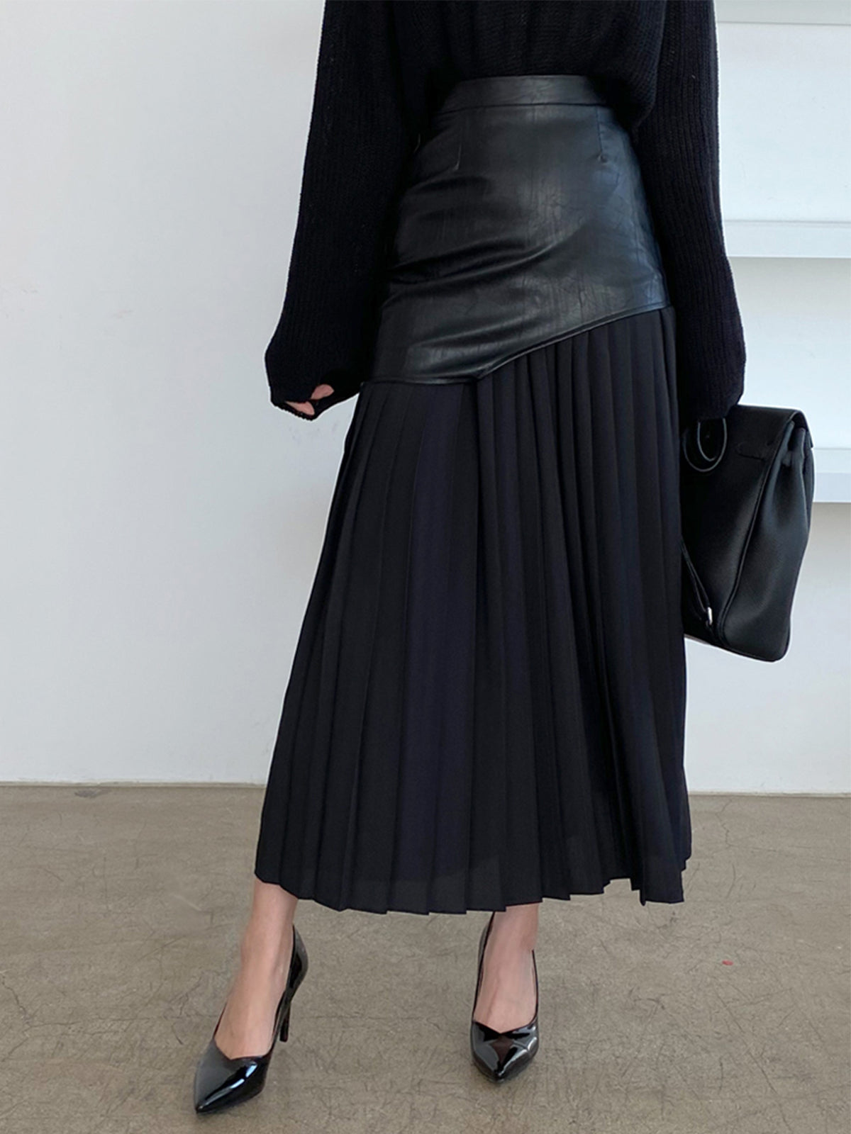 Ella | Gedurfde Chiffon Midi-Rok met Asymmetrische Patchwork