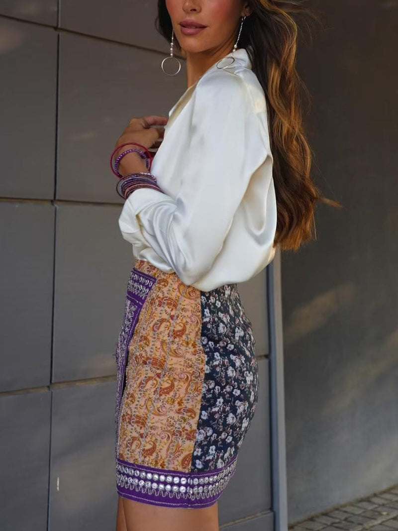 Thalia | Trendy Asymmetrische Minirok met Bloemenprint
